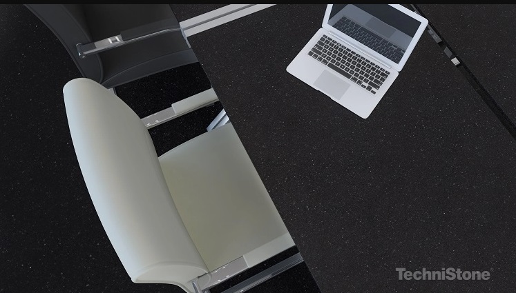 blat biurka, biurko z konglomeratu kwarcowego Taurus Terazzo Dark